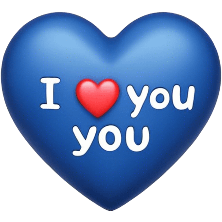 Dark Blue heart either the words I Love You Ry emoji