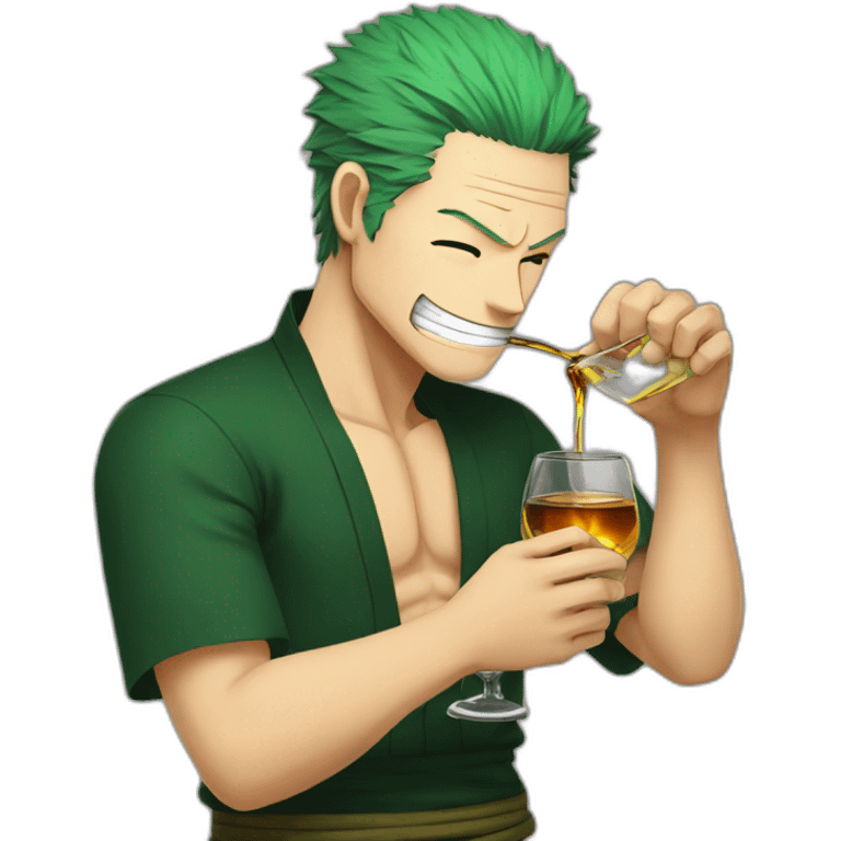 zoro drinking whisky emoji