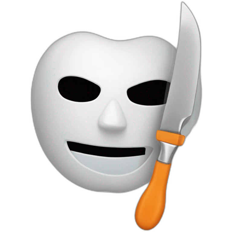 un masque citrouille avec un couteau emoji