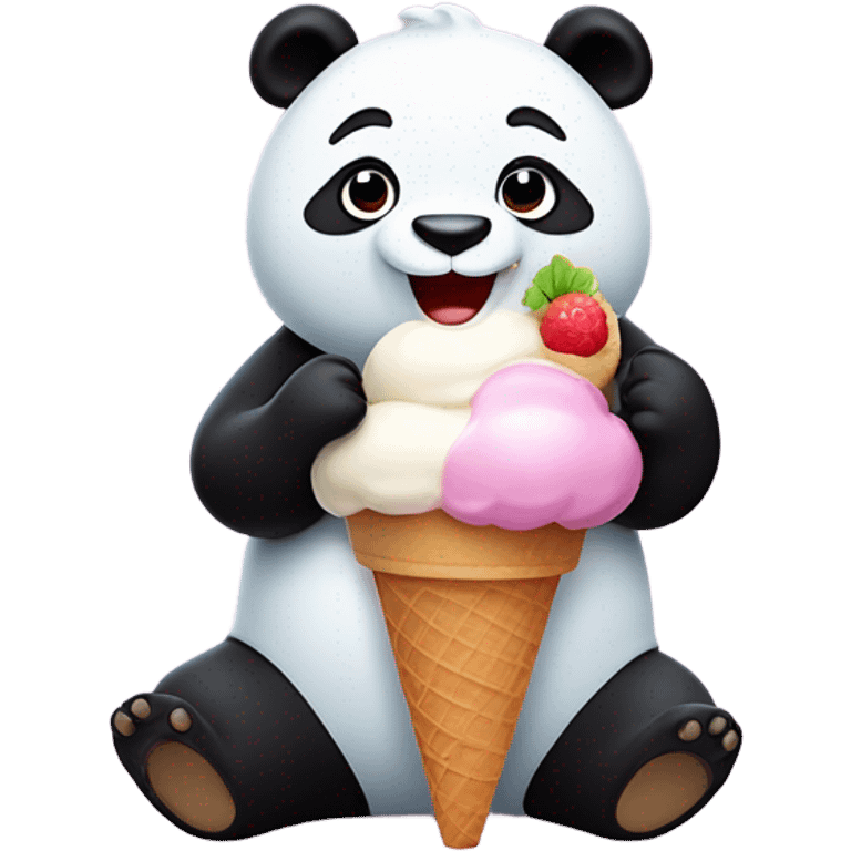 Panda eating ice cream emoji