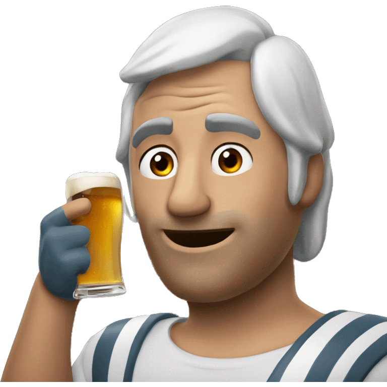 Una ballena tomándose una cerveza emoji