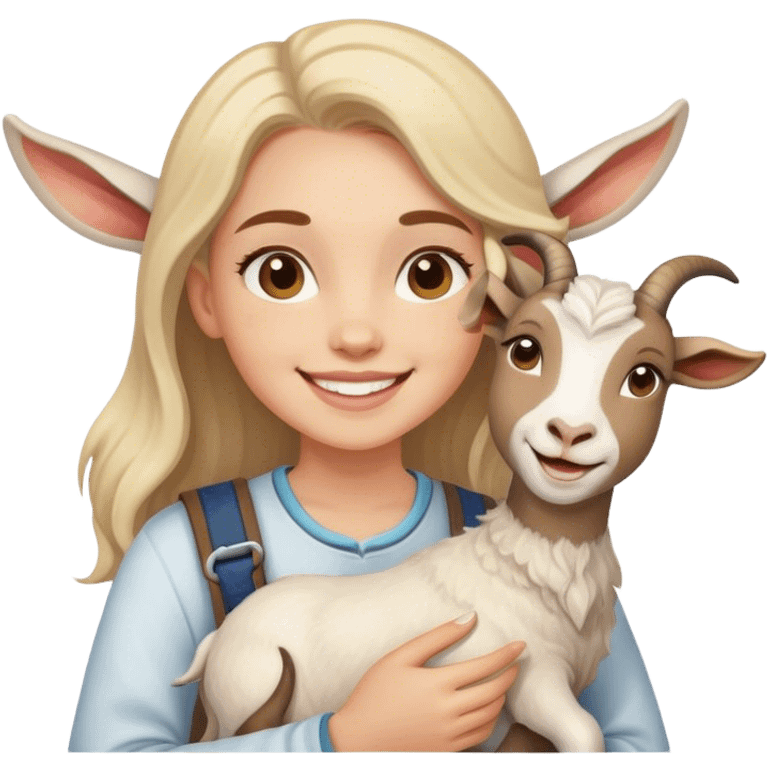 girl smiling with goat companion emoji