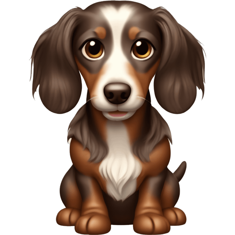 mini longhaired dapple wiener dog chocolate and cream emoji