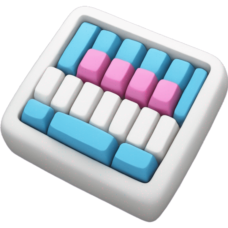 3D keyboard in cute format with blue-pink eyes and mouth emoji