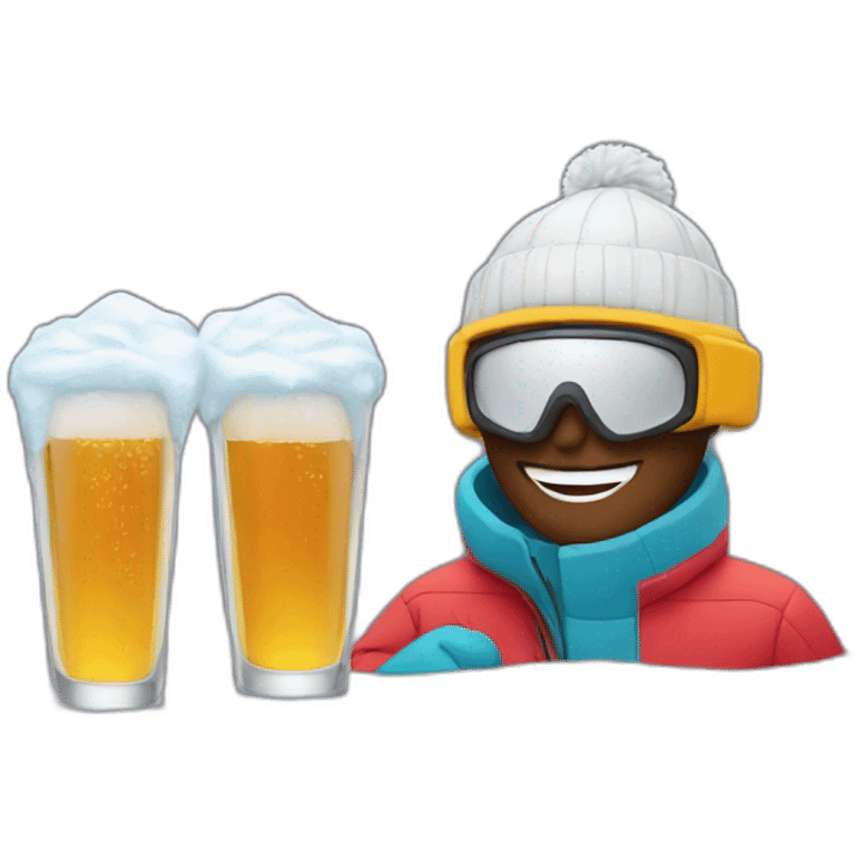 skiing and drinking emoji