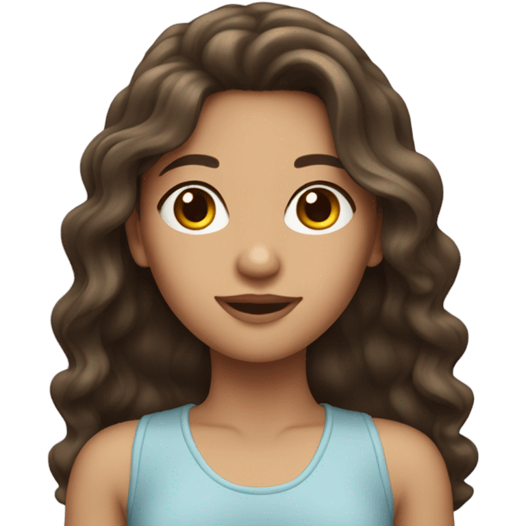 Brunette girl with long wavy hair  emoji