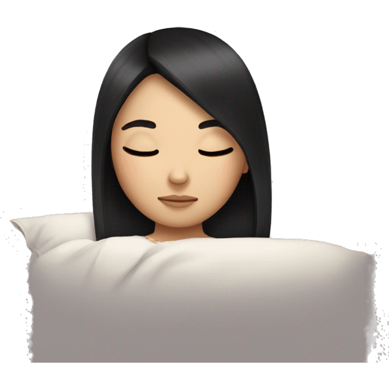 sleeping girl with black straight hair emoji