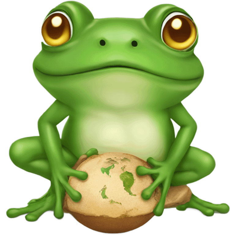 A frog eating the world emoji