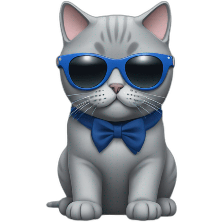 British Shorthair Cat deep blue with sunglasses use camera emoji