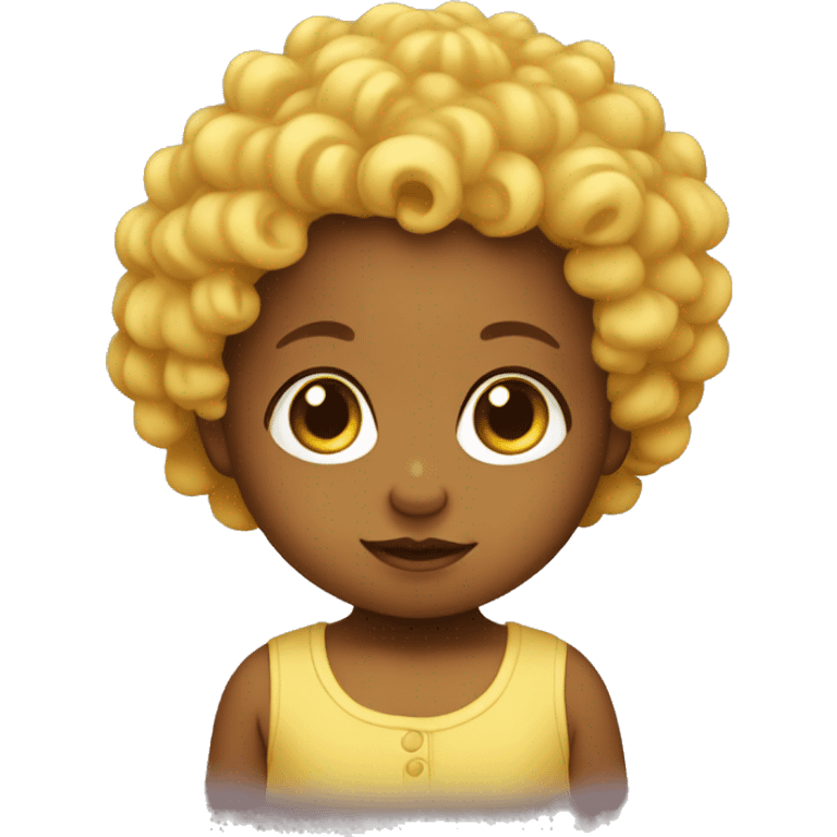 Yellow-skinned baby with curly hair emoji