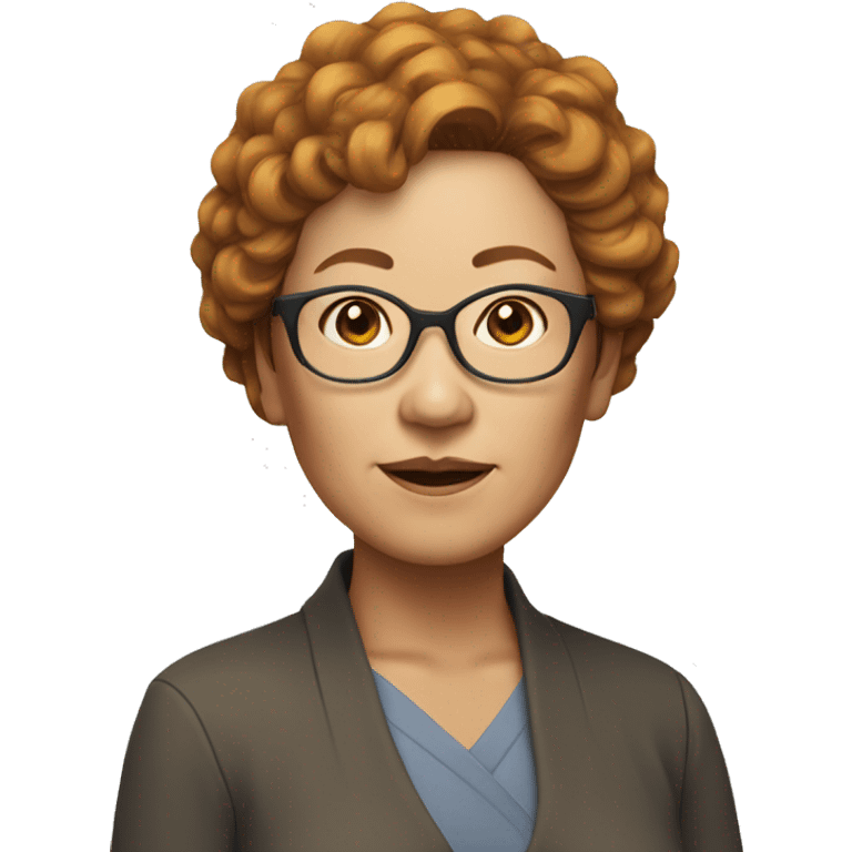 asian woman in her sixties yellow skin short curly red hair emoji