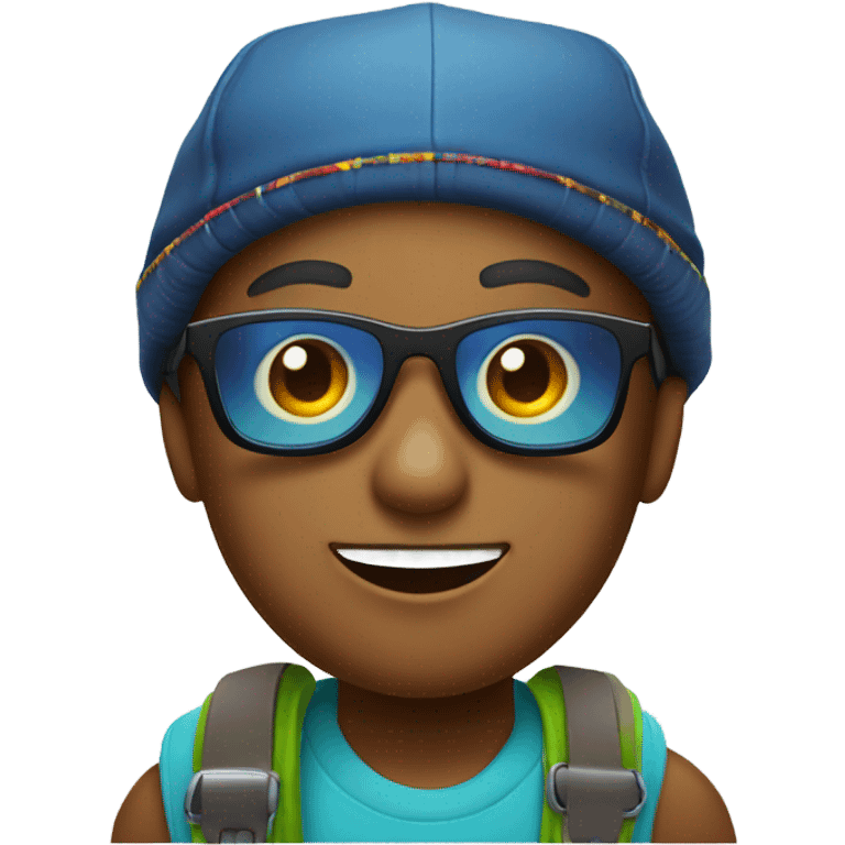 happy boy in stylish accessories emoji