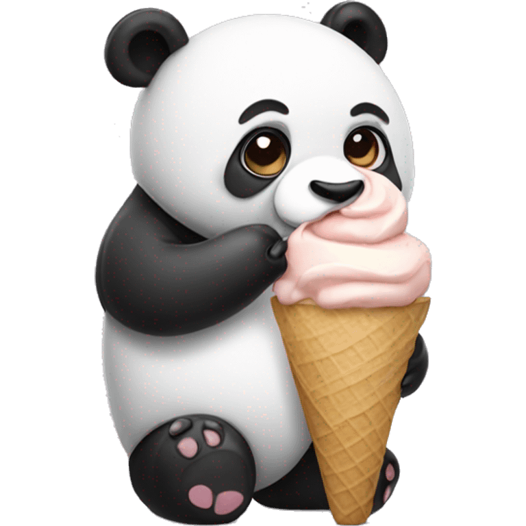 Panda eating ice cream emoji