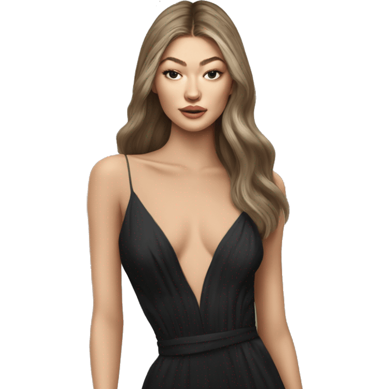 gigi hadid dark hair long dress emoji