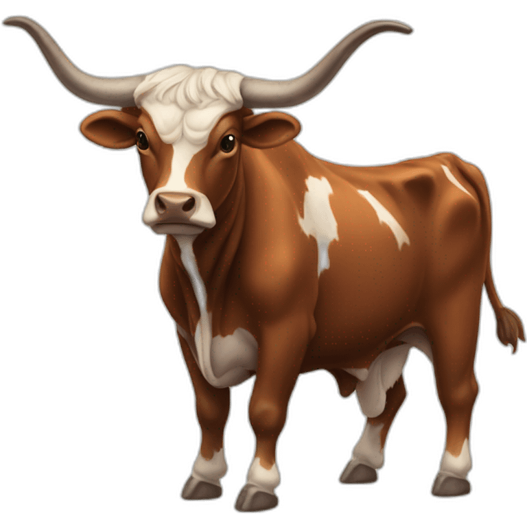 bull, Texas Longhorn, brindle, long long long long horns, full body emoji