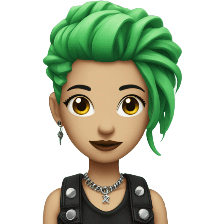 punk girl with piercings and green hair emoji