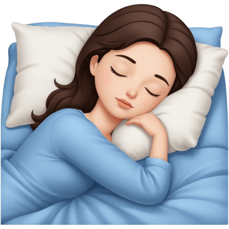 Brunette girl sleeping in the bed emoji