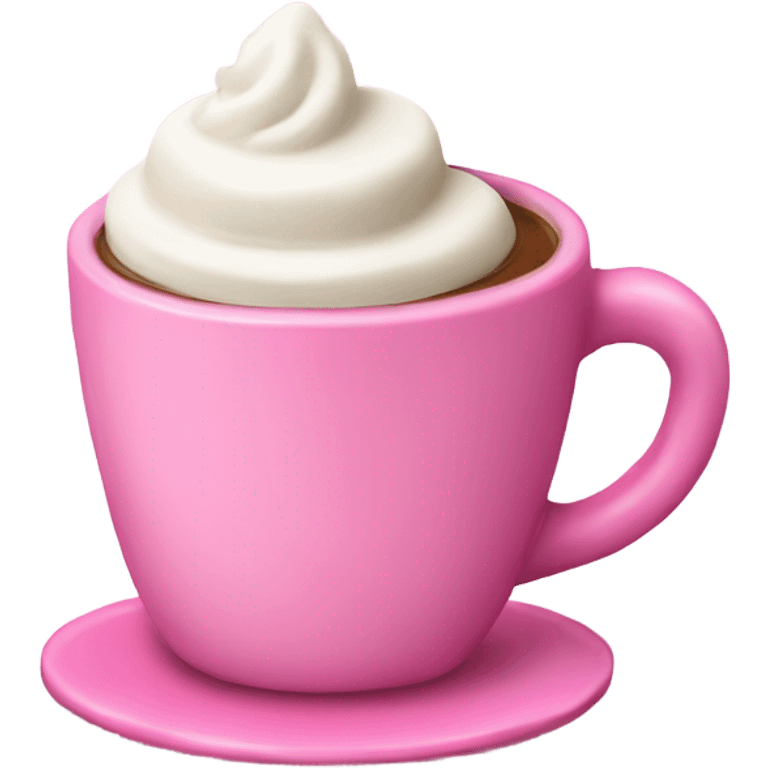 Pink hot chocolate cup with cream emoji