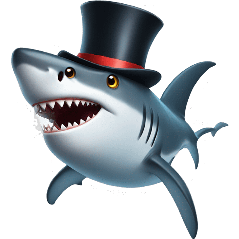 Shark with a top hat emoji