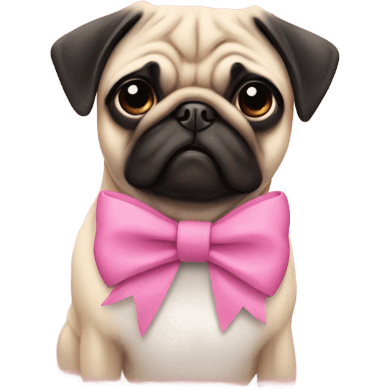 Pug with pink bow emoji