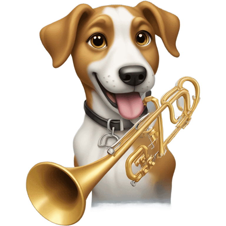 Dog playing the trombone emoji