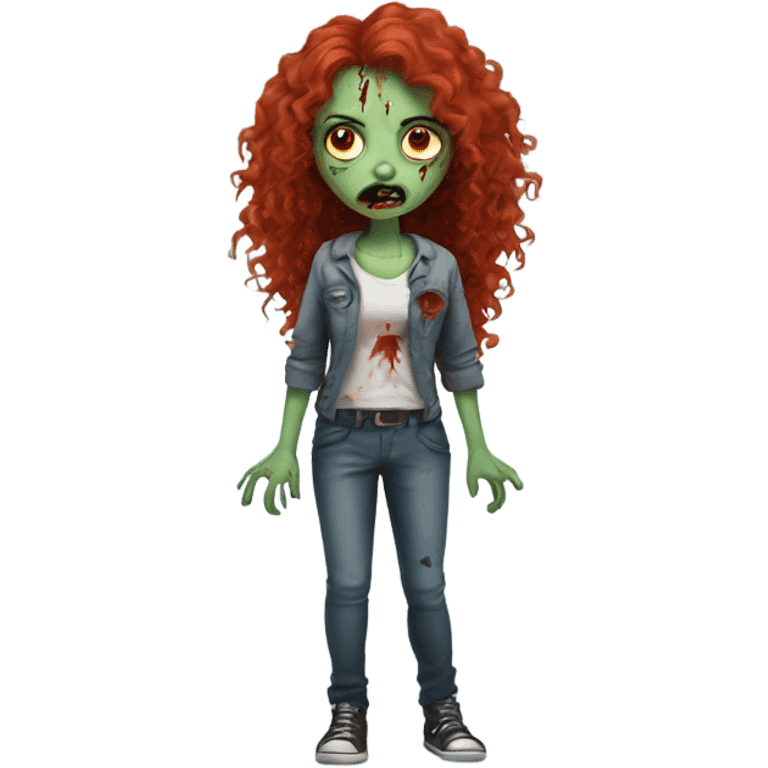 Zombie girl with hands and with long red curly hair emoji