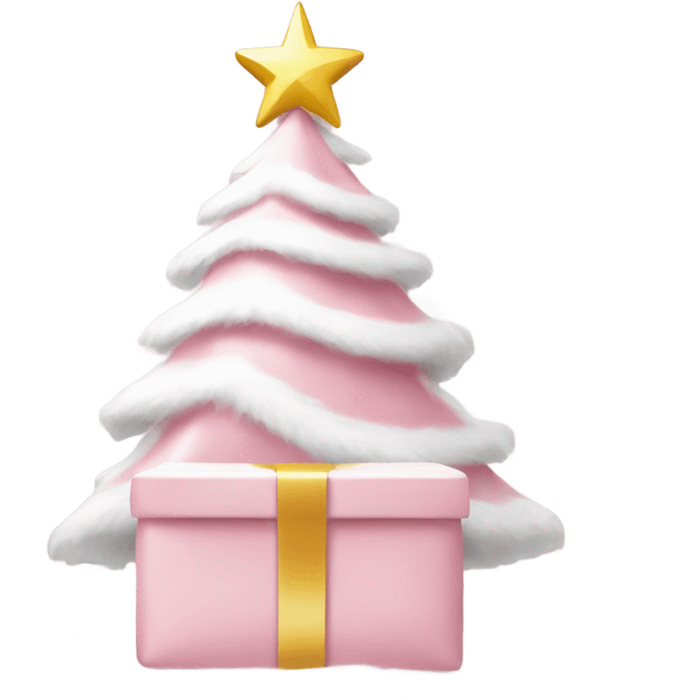 Light pink Christmas gifts under a white Christmas tree  emoji