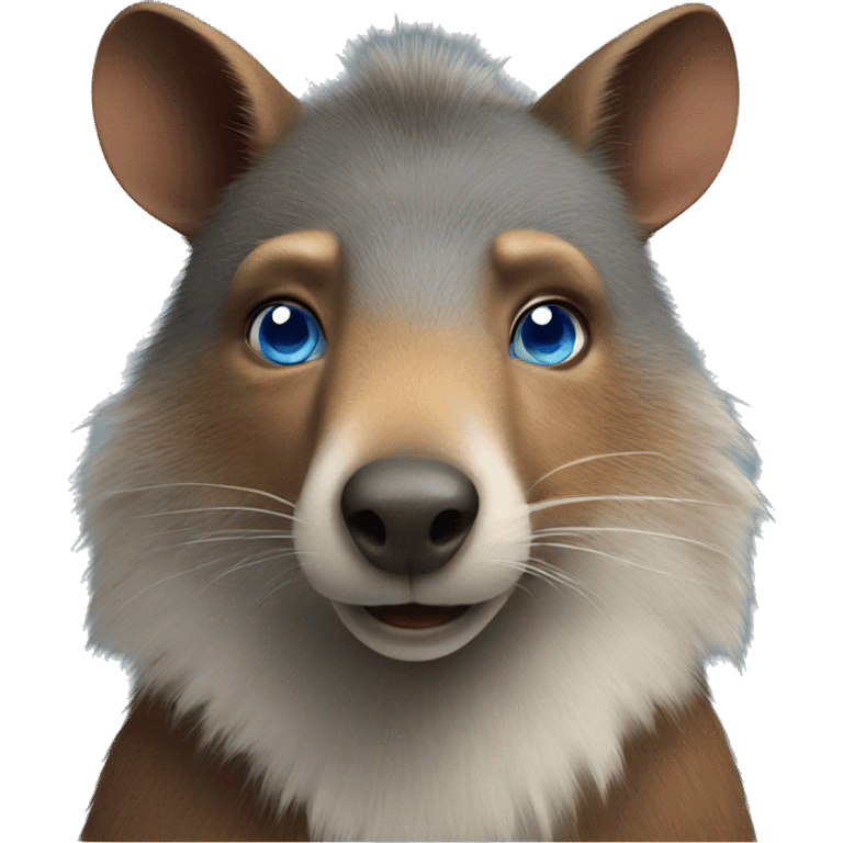 An agouti wolf with blue eyes emoji