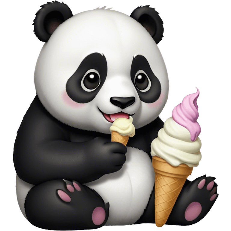 Panda eating ice cream emoji