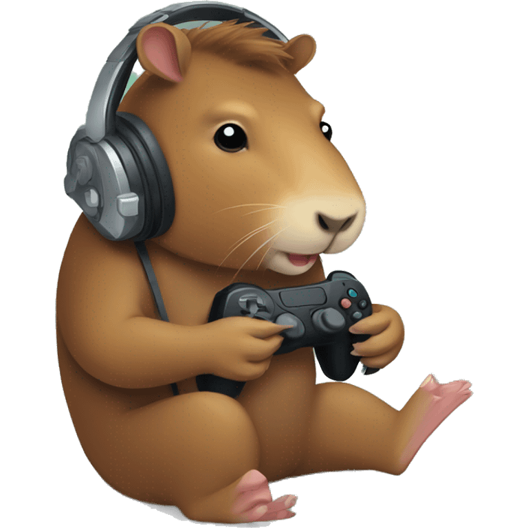 Capybara playing videogames emoji