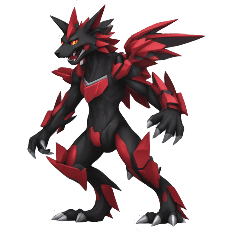  Cool Edgy Black Red Digimon-Fakemon-Garurumon-Loogamon-Wolf full body emoji