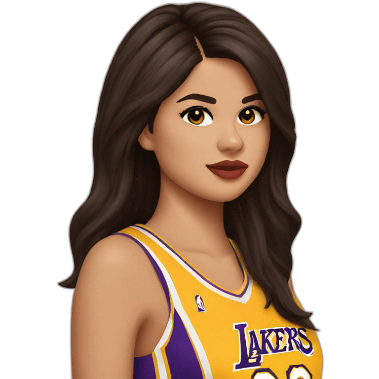 selena gomez with yellow lakers jersey emoji