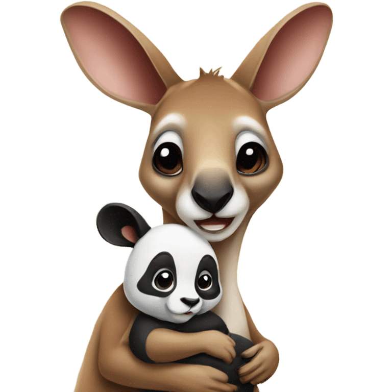 Kangaroo with panda baby emoji