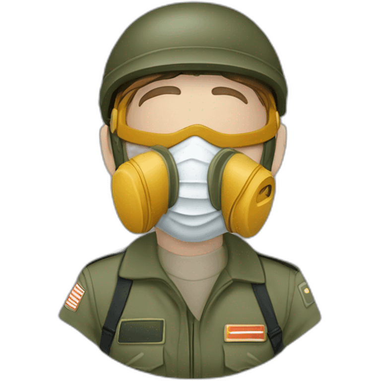 Pilote de chasse avec un tête sérieuse pas et avec un masque à oxygène et une visière emoji