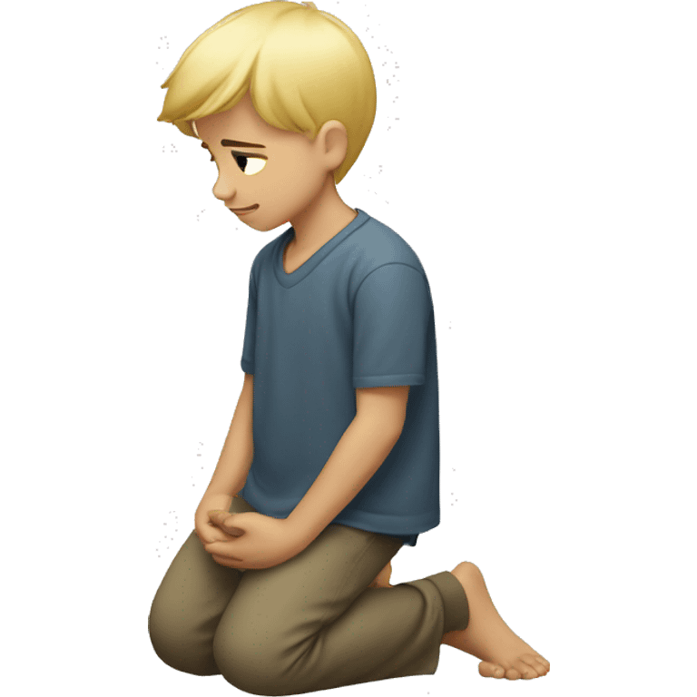 blonde boy kneeling praying  emoji