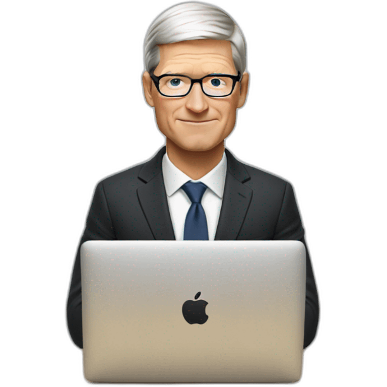 tim cook with macbook at office emoji