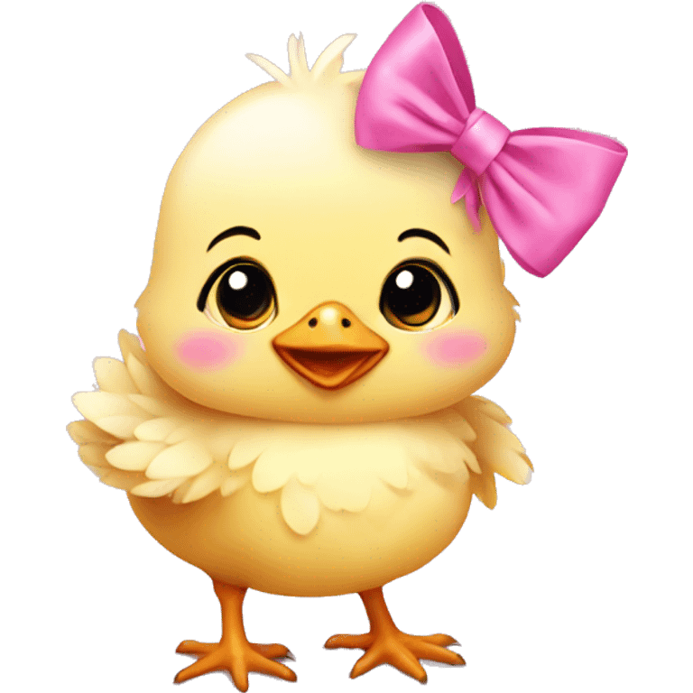 Baby chicken with pink bow emoji