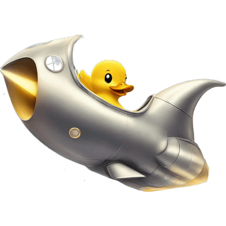 Cute ducky flying over the moon on a spaceship mystical emoji