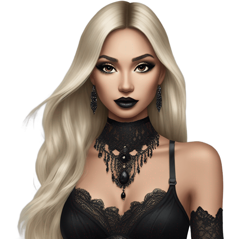 Hyper Realistic Goth victoria secret model emoji