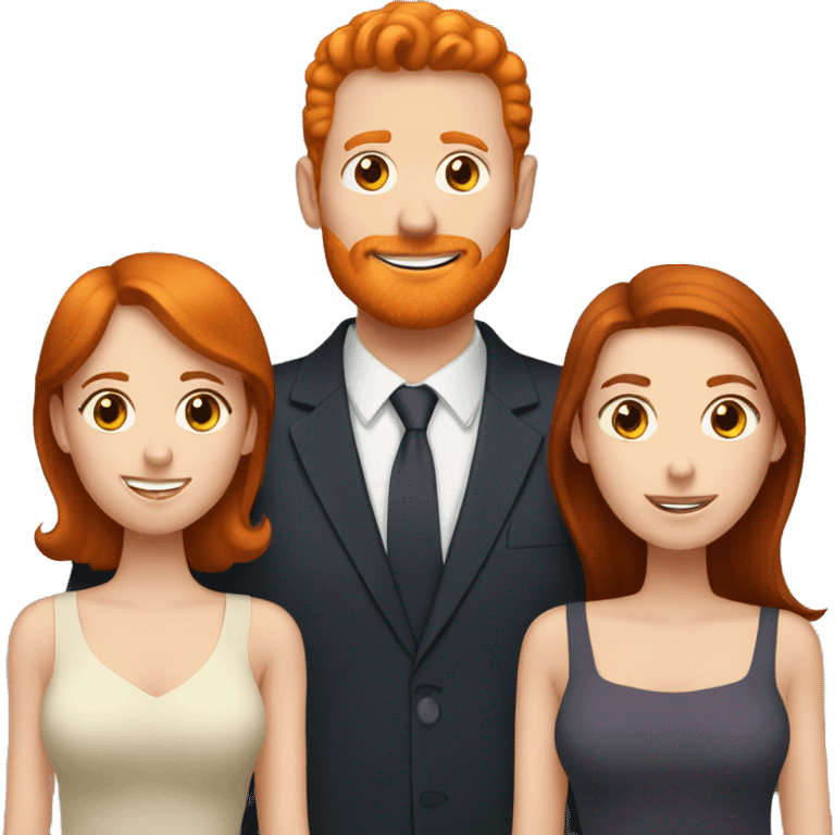 Ginger Husband with brunette and redhead wives  emoji