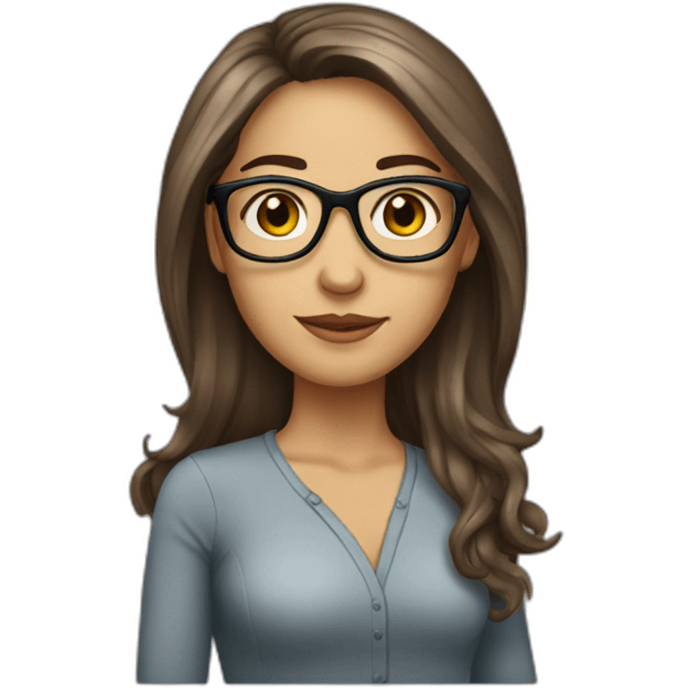 Women, white, brown hair, Latin women, glasses pin, long hair emoji