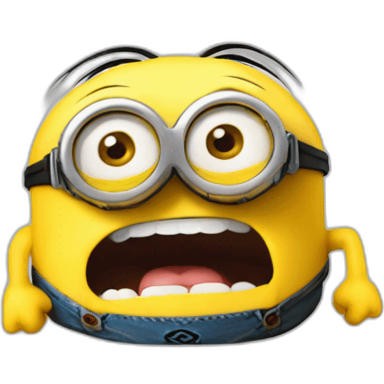 A minion head emoji sticking out its tongue on a transparent background emoji