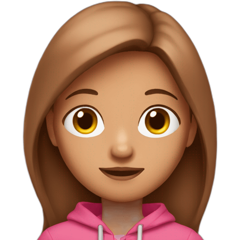 Girl 10 years with pink hoodie and brown long hair emoji