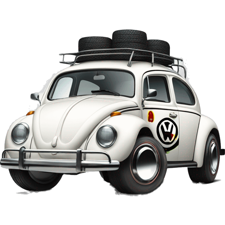 Volkswagen “Herbie Rides Again” themed Bug with wide chrome mag wheels and tires  emoji