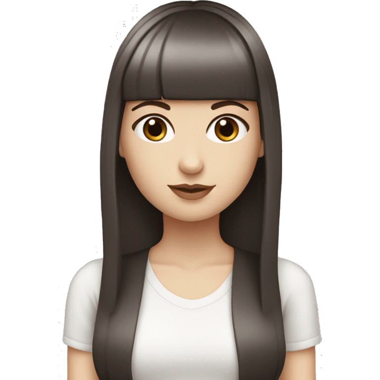 White Girl with Dark Brown Hair and￼ Bangs emoji