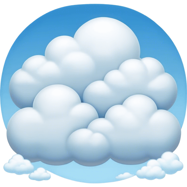 Cinematic Realistic Cumulus Emoji, Big and puffy, with cotton-like clouds floating in the clear blue sky. The rounded tops of the clouds glow with the light of the sun, while their soft, white texture adds a sense of calm and spaciousness. Soft glowing outline, capturing the essence of warmth, comfort, and peaceful skies in a perfect cumulus cloud! emoji