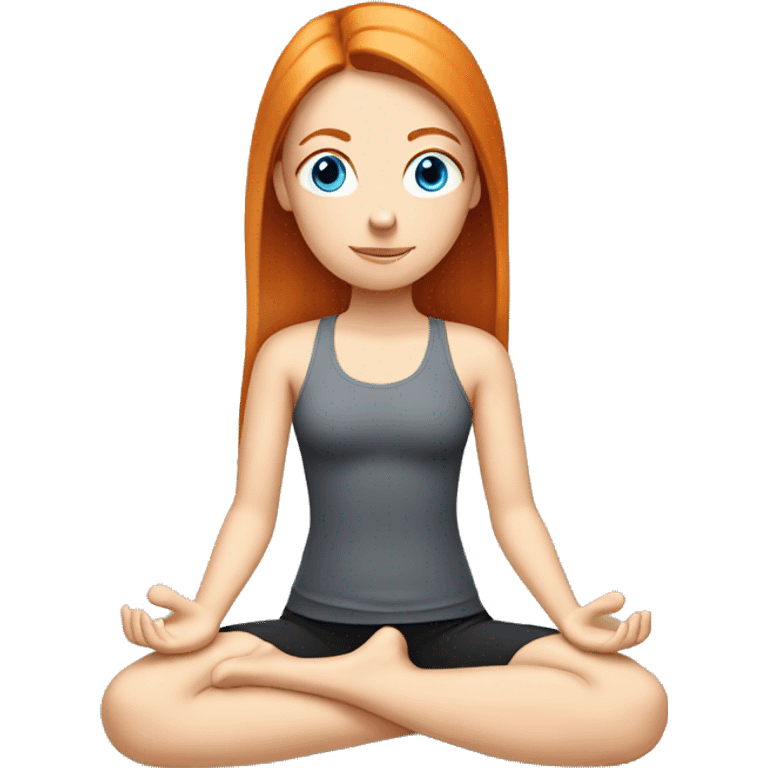 Ginger straight hair girl with blue eyes doing yoga emoji