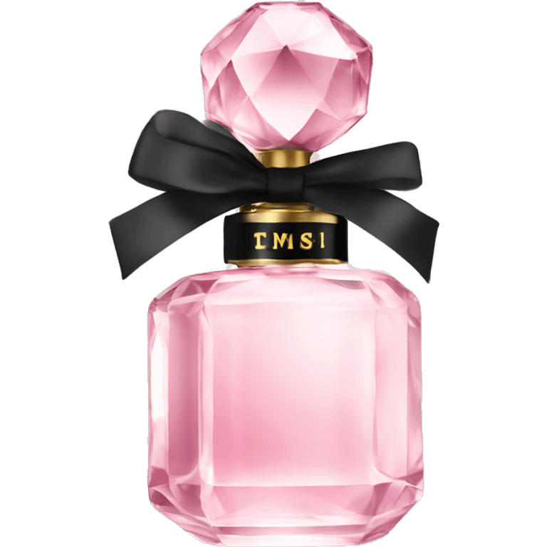 light pink crystal perfume bottle with black ribbon display emoji