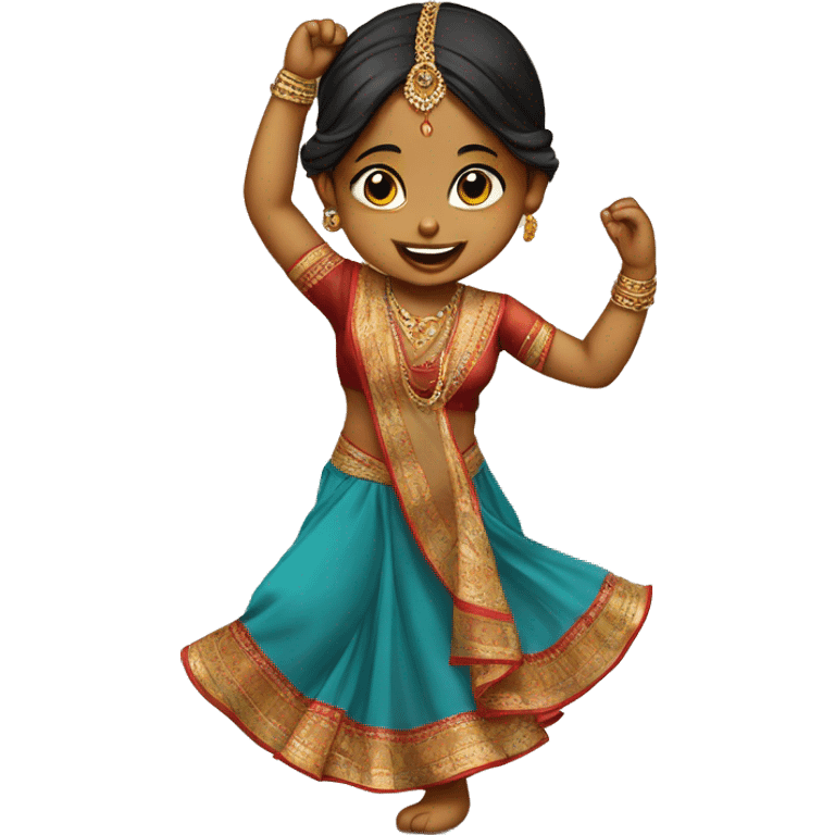 Indian baby girl dancing in ethnic wear comic emoji