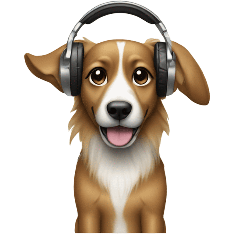 Dog with elf ears being a dj emoji